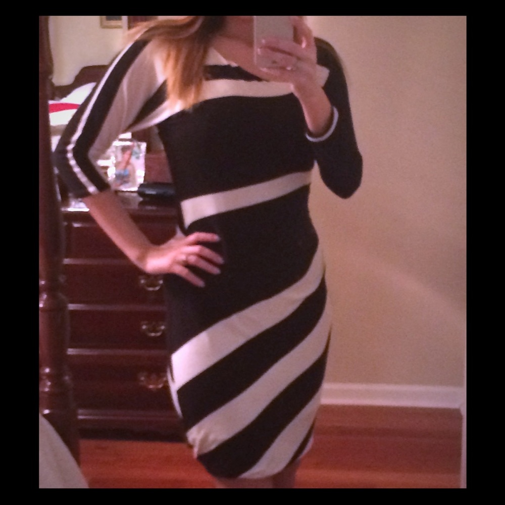 Anthropologie Bordeaux Black and White Dress